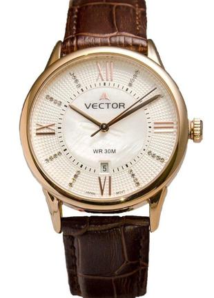 Крупные женские позолоченные часы Вектор VECTOR VC9-0075968 st