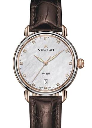 Биколорные женские часы с кристаллами Вектор VECTOR VC9-0115638