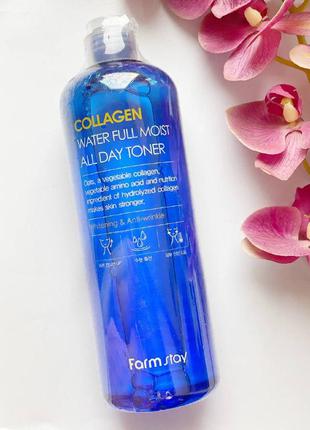 Інтенсивно зволожуючий тонер з колагеном farmstay collagen wat...