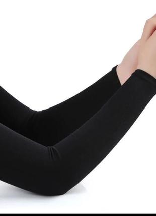 Митенки тонкие рукав (перчатки без пальцев mit3) черные
