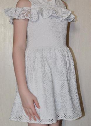 Белое нарядное кружевное платье f&f kids оригинал. 11-12лет