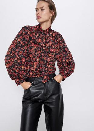 Zara блуза цветочный принт
