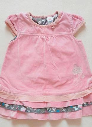 Фирма c&a babyclub розовое бархат платье на девочку 2 3 месяца...