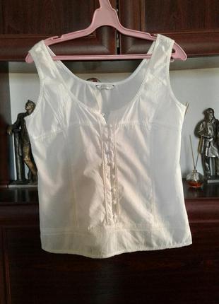 Натуральная белая блуза майка топ с кружевом new look