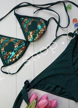 Стильный подростковый раздельный купальник с пайетками 36-44р