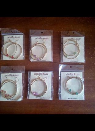 Новые женские серьги кольца сережки жіночі разных моделей с ка...