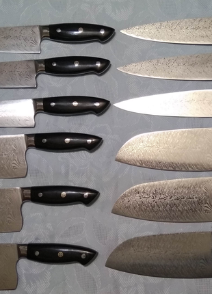 Кухонные ножи с дамасской текстировкой (сталь 440С, 58-60 HRC тве