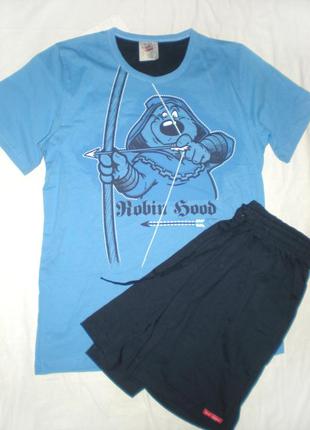 Мужской комплект футболка + шорты, синий, р. 48-50, турция