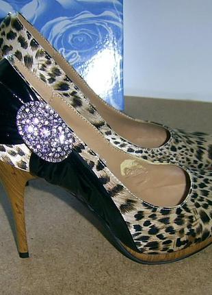 Туфли женские модельные леопард нарядные на высоком каблуке. р...