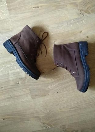 Зимние женские ботинки, 38 р (24 см), нубук коричневый.