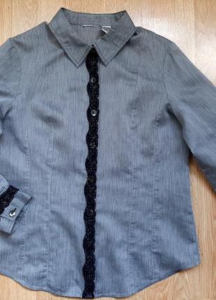 Рубашка/блузка с кружевом la redoute (27% шелка), р.40