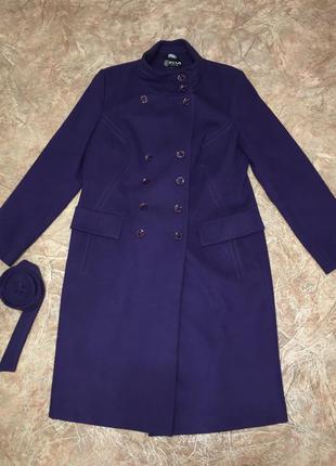 Пальто фиолетовое с поясом