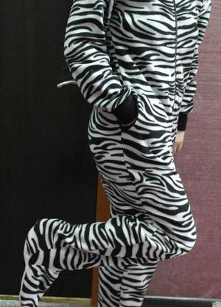 Зебра слип кигуруми пижама комбинезон человечек домашний костюм