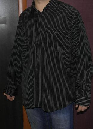 Рубашка черная в полоску длинный рукав мужская под атлас