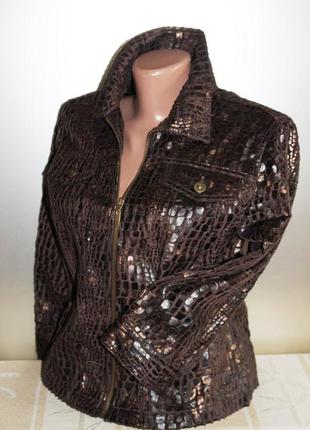 Ветровка пиджак жакет коричневый с крокодиловым принтом ruby rd