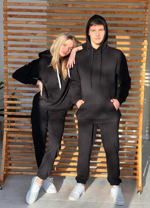 Крутой мужской и женский спортивный костюм оверсайз черный xs,...