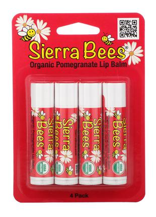 Sierra Bees, органические бальзамы для губ, запах граната, 4 упак