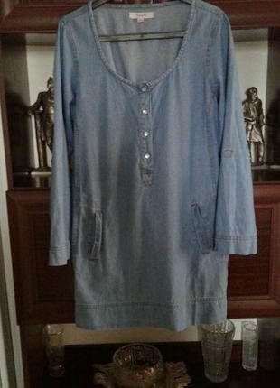 Туника блуза рубашка джинсовая синяя с длинным рукавом simply ...