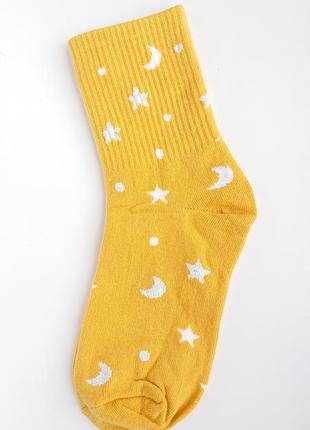 🌌космос, прикольные желтые высокие носки с резинкой,женские но...