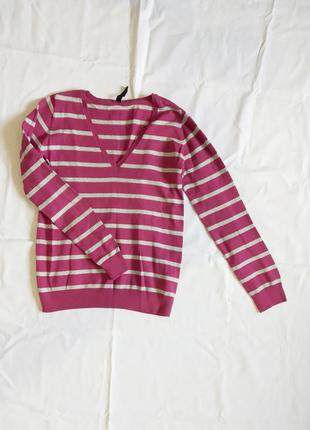 Джемпер  розовый в полоску l, пуловер кофточка