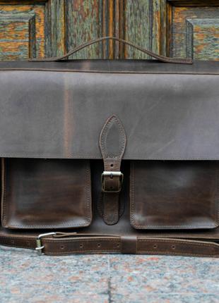 Кожаный мужской портфель Мужская сумка под ноутбук