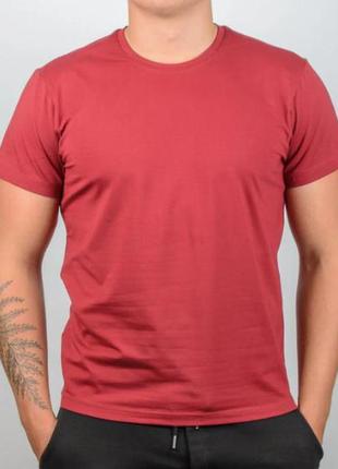 Мужская базовая футболка, батал, цвет бордовый