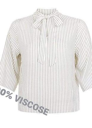 Натуральная блуза рубашка сорочка топ в мелкую полоску с эффек...