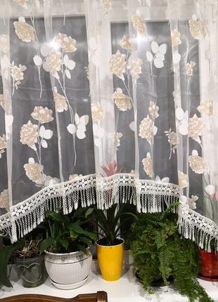 Занавеска штора тюль арка цветы