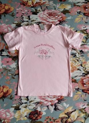 Розовая футболка для девочки 7-8 лет