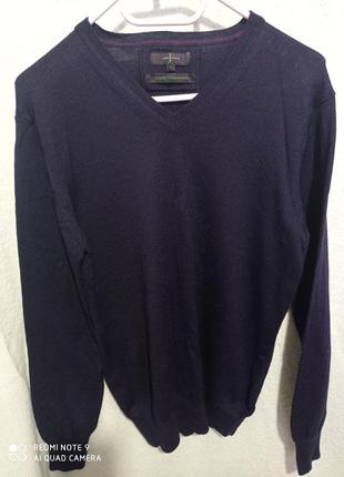 Итальянский пуловер темно-синий нави натуральный 💯 woolmark pu...