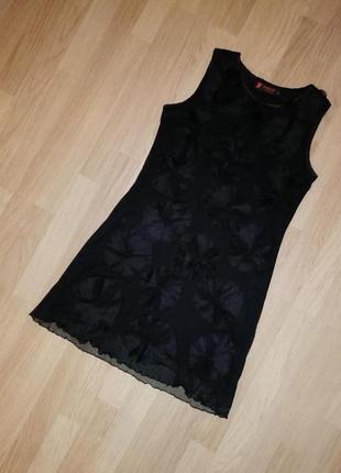 Платье черное сетка-стрейч, вечернее, короткое, р. м