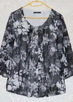 Контрастна чорно-біла подвійна шифонова блуза bm collection