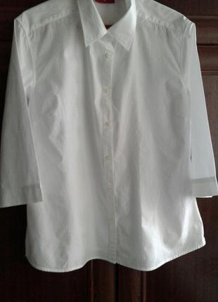 Хлопковая белоснежная блузка рубашка с рукавом 1/2 l.o.g.g шве...