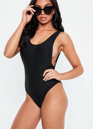 Черный сдельный купальник missguided
