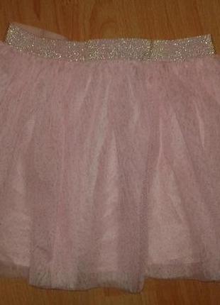 Нежно розовая юбка с блёстками на 6-8 лет.