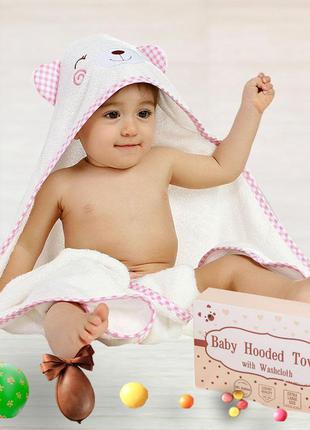 Премиальное детское полотенце с капюшоном для девочек