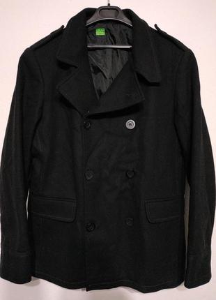 M l 48 50 сост нов 70% шерсть пальто мужское чёрное zxc