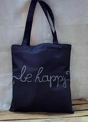 Шоппер  сумка экосумка торба черная рисунок из  оксфорда на плечо