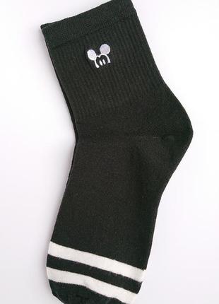 Чорні жіночі шкарпетки в смугу,міккі маус, короткі шкарпетки ж...