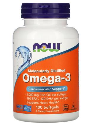 Омега-3 омега omega рыбий жир 100 капсул Now Food США