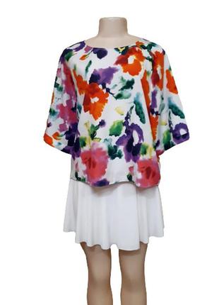 Красочная блузка оверсайз f&f с рукавом реглан, принт цветы, m...