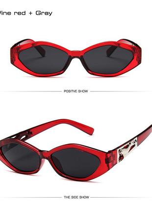 Очки солнцезащитные женские ретро стиль в красной оправе