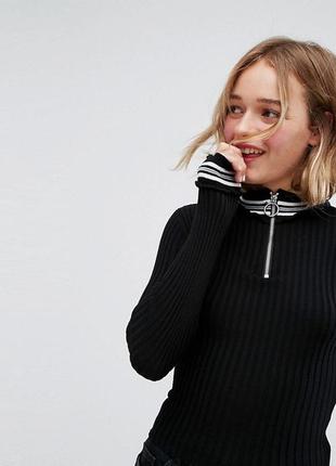 Кофта на молнии monki трендовая водолазка asos с молнией джемп...