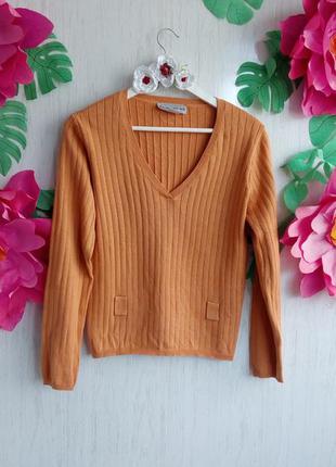 Стильный элегантный джемпер пуловер свитер оранжевый котон