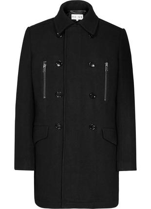 Reiss оригинал dreamer zip coat черное шерстяное пальто вовна ...
