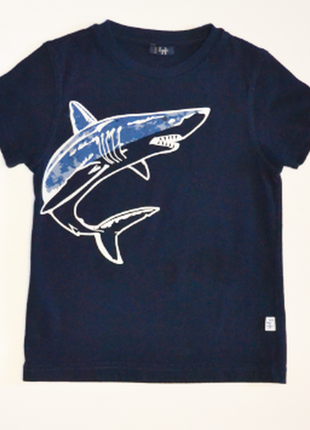 Синяя футболка с акулой на мальчика 4 года
