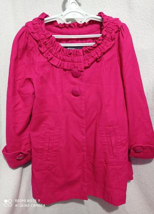 Розовый малиновый плащ манто куртка оригинальный  демисезонный...