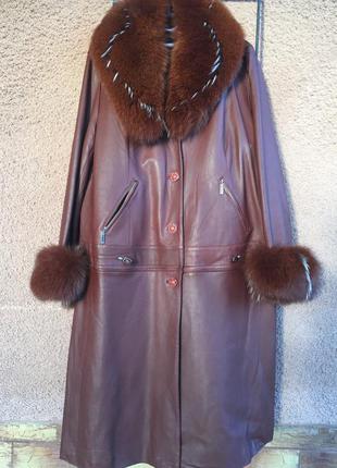 Универсальное кожаное пальто-трансформер куртка 4xl- 5xl