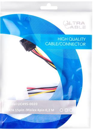 Кабель питания SATA 15pin - Molex 4pin 20 см (Ultra Cable)