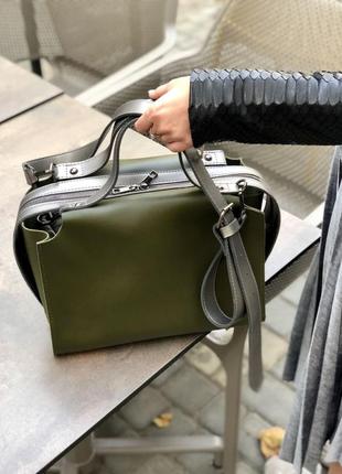 Зелена сумка 2в1 комплект сумок оливковий саквояж хакі сумка